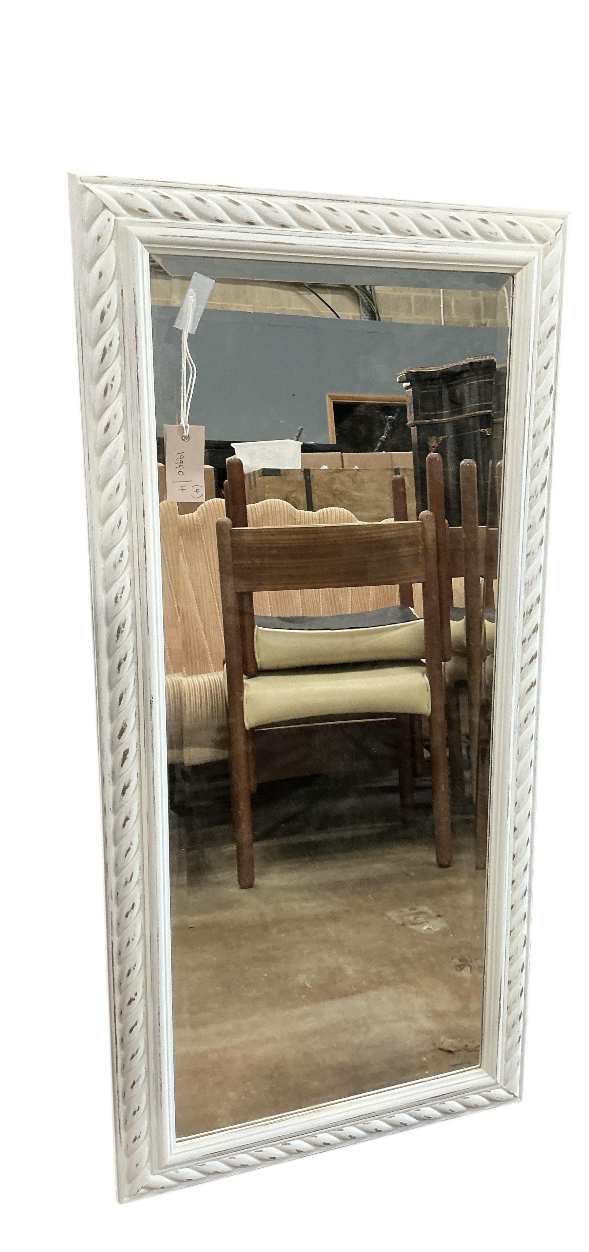 Four contemporary painted rectangular wall mirrors, largest 49cm wide, 103cm high